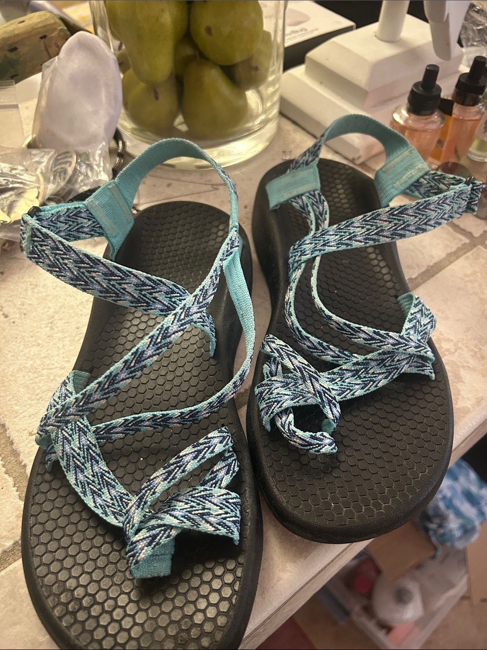Chaco Teal and Black Strappy Sport Sandals for Women